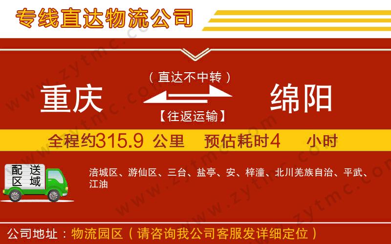 重慶到綿陽物流公司